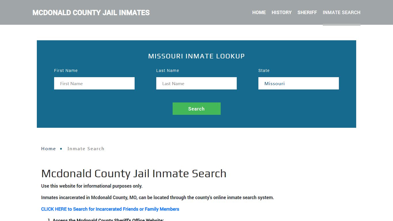 Mcdonald County, MO Detainee Lookup