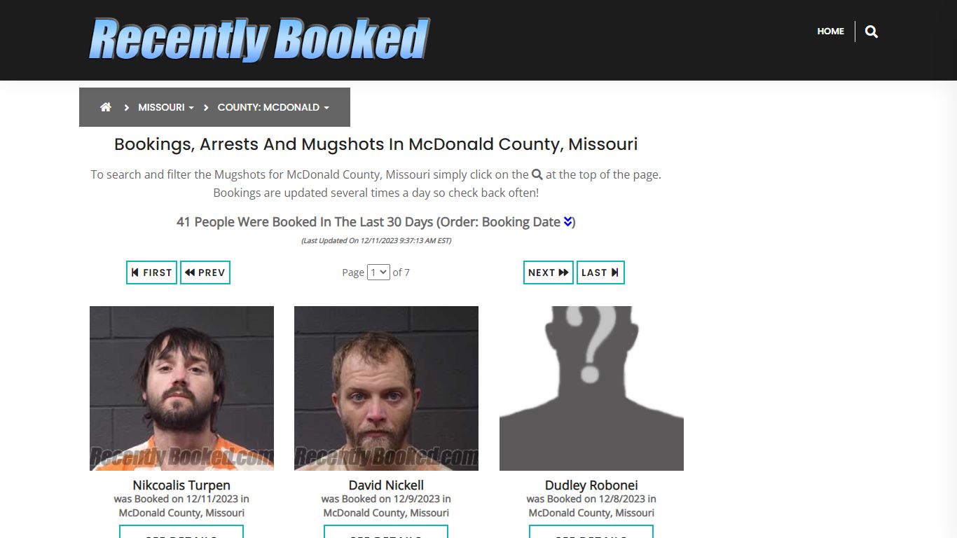 Bookings, Arrests and Mugshots in McDonald County, Missouri